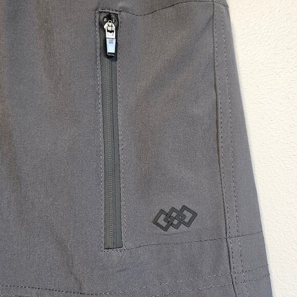 Leg3nd Athletic Gym Shorts M Gray‎ Drawstring Zip Pockets Stretch - Picture 2 of 11